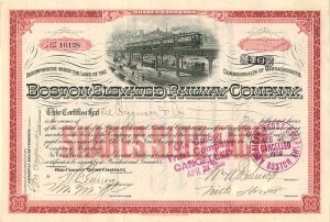 Boston Elevated Railway Co. - Railroad Stock Certificate